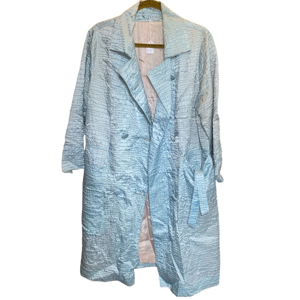 Vintage early ✨ 1960s ✨metallic blue mod swing Rain-Paka trench raincoat